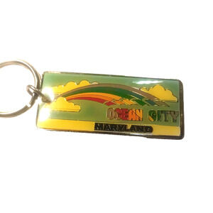 Ocean City Maryland Enamel Metal Keychain Rainbow